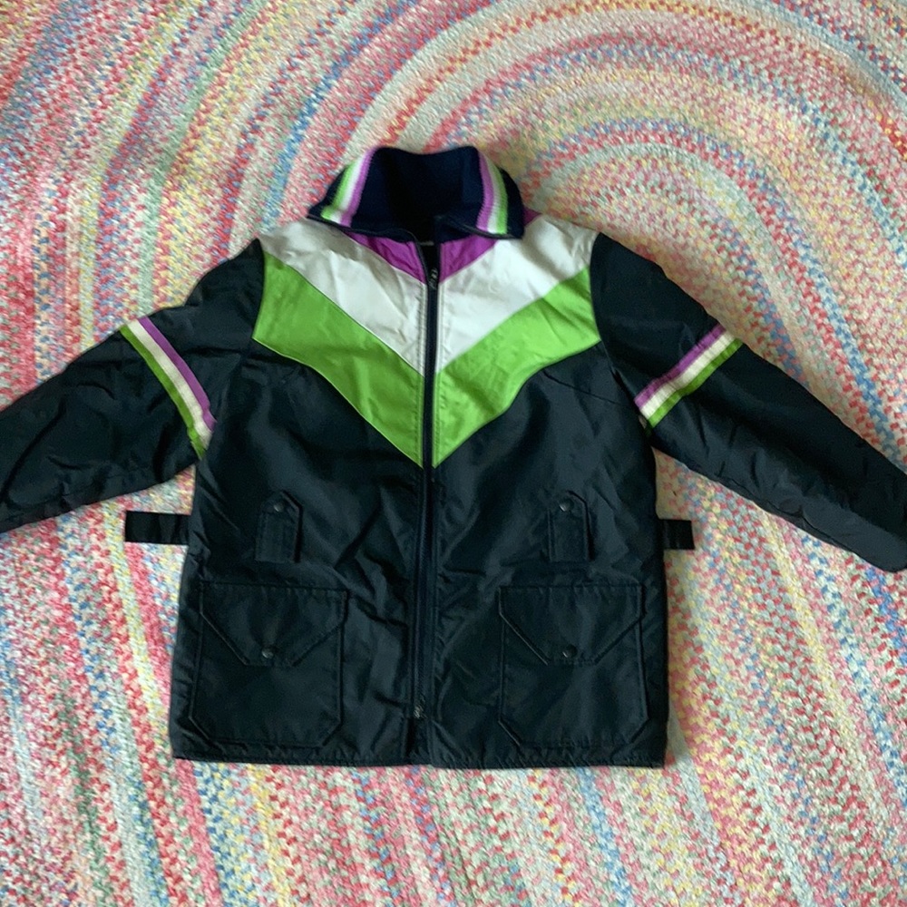 Vintage 1970s Arcticwear Arctic Cat Snowmobile Jacket Purple Green Black